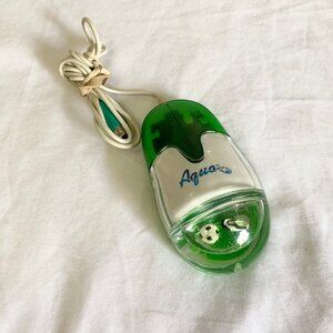 Rare VTG 90s Aqua Rubber Ball Mouse Soccer PS2 Plug AM-940-P Frutiger Aero Green
